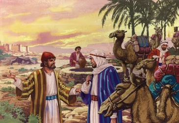 Eliezer arrivant au puits (gouache sur papier)