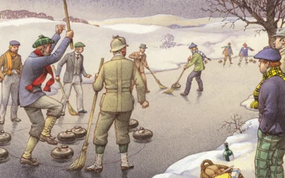 Curling en Ecosse (gouache sur papier)