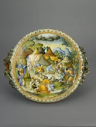 Bassin avec la collecte de la manne, probablement Urbino, c.1600-20
