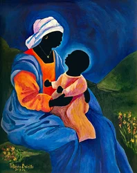 Madonna et enfant cueillant des fleurs, 2018