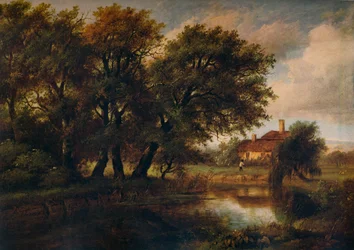 Vieilles chaumières sur le Brent, en direction de Harrow, 1830