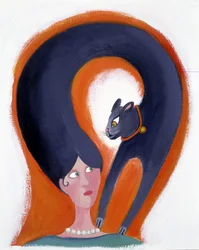 Coiffure de femme qui se transforme en chat - illustration de Patrizia La Porta