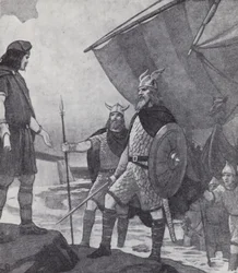 Frères Hengist et Horsa arrivant à Ebbsfleet, île de Thanet, Kent, lors de l