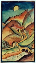 Paysage montagneux nocturne