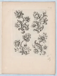 Série de petits motifs floraux, planche 2, vers 1670-85