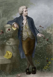 Portrait de Wolfgang Amadeus Mozart (1756-1791) à Salzbourg. Gravure par Paul Barfus (1823-1895).
