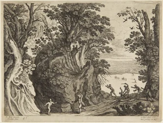 Combat entre hommes dans un paysage rocheux