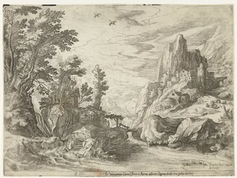 Paysage fluvial en Campanie avec ville sur des rochers