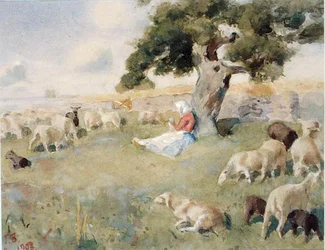 Berger avec un Troupeau de Moutons