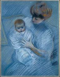 Maternité. Dessin de Paul Helleu (1859-1927), 20e siècle. Portrait d