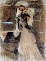 Portrait en pied de Madeleine Carlier. Paul Helleu (1859-1927), 20e siècle. Bayonne, Musée Bonnat