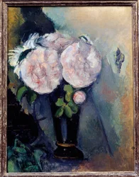 Fleurs dans un vase bleu