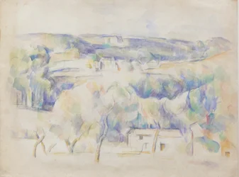 Maison et bosquet, vers 1890