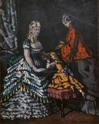 Intérieur avec deux femmes et un enfant