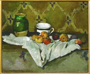 Nature Morte avec pot, tasse et pommes, Stillife with pot, cup and apples (painting)