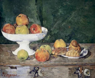 Pommes et gateaux. Peinture de Paul Cezanne (1839-1906), vers 1873-1877. Huile sur toile. Collection privee.