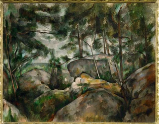 Rochers dans la forêt (peinture sur toile)