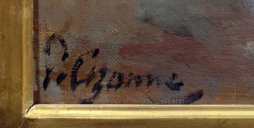Signature du peintre Paul Cézanne (1839-1906) du tableau « Bouquet au petit Delft »