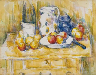 Nature morte avec pommes sur un buffet