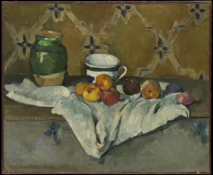 Nature morte avec pot, tasse et pommes