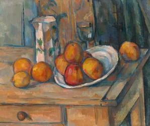 Nature morte avec pichet de lait et fruits