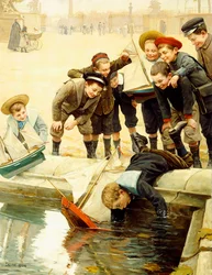 Garçons et leurs voiliers