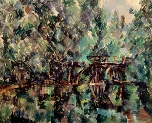 Un pont sur un étang, vers 1898