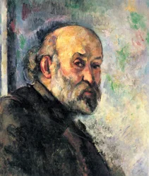 Autoportrait sur fond bleu