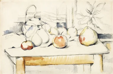 Pot à gingembre et fruits sur une table, 1888-90
