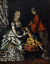 Intérieur avec deux femmes et un enfant, vers 1861
