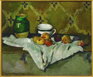 Nature morte (Poterie, tasse et fruits)