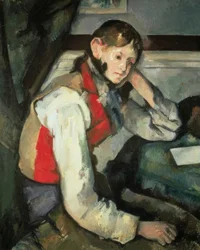 Jeune homme au gilet rouge