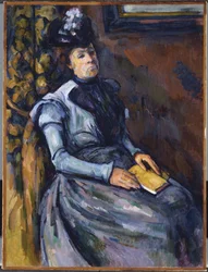 Femme assise en bleu