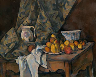Nature morte avec pommes et pêches