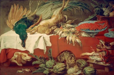 Nature morte avec gibier et homard