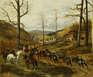 Artillerie traversant une vallée, Rezonville