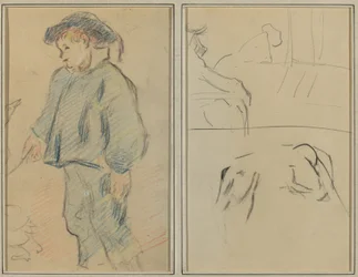 Garçon Breton Gardant des Oies; Vaches et une Figure S