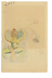 Danse maori (aquarelle et crayon sur papier)