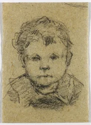 Emil Gauguin enfant, portant une chemise à col, vers 1875-76 (crayon noir)