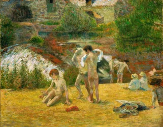 Jeunes Bretons au bain, ou La baignade au moulin du Bois d