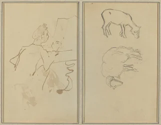 Homme jouant du piano; Deux moutons (verso)