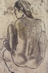 Nu tahitien assis de dos, vers 1902
