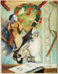 Nature morte avec tête de cheval (huile sur toile)