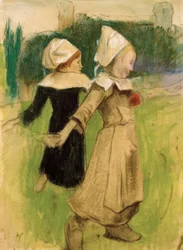 Étude pour : Filles bretonnes dansant, Pont-Aven