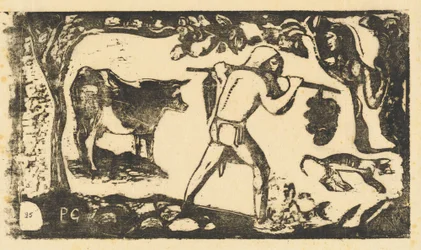 Tahitien portant des bananes (Le porteur de fei)