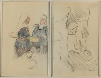 Deux femmes bretonnes; Paysage (recto)