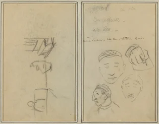 Deux figures et un banc; Trois études de têtes d