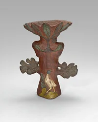 Vase en forme de plante tropicale avec oiseau et divinité, 1887-88