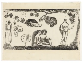 Femmes, animaux et feuillage, de la suite des gravures sur bois tardives