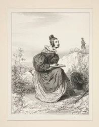 Ma femme dessine le paysage.